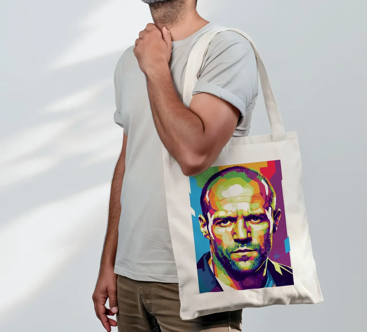 Jason Statham WPAP art style (1) borsa in juta da Hantamrata