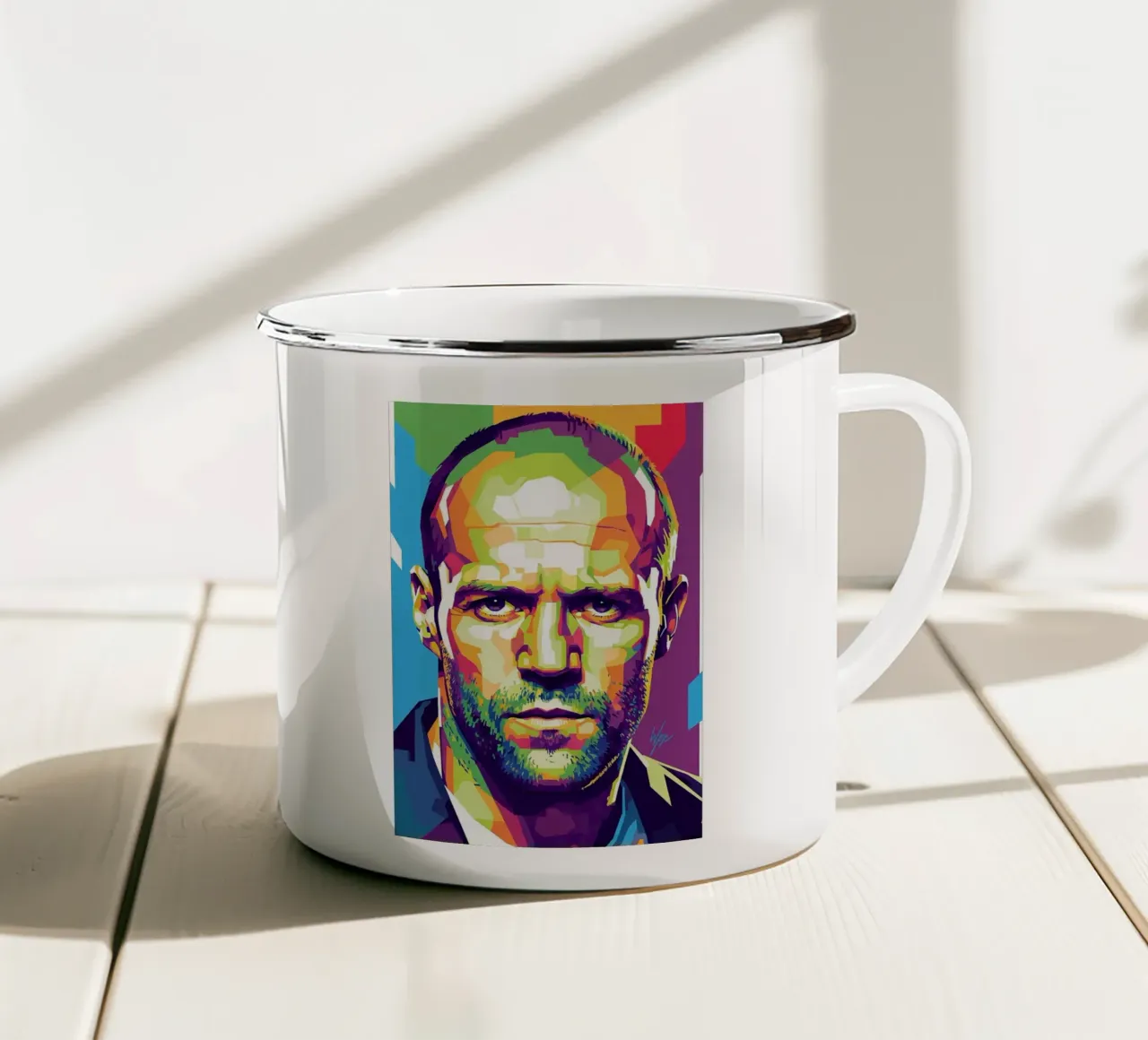 Jason Statham WPAP art style (1) tazza in smalto da Hantamrata