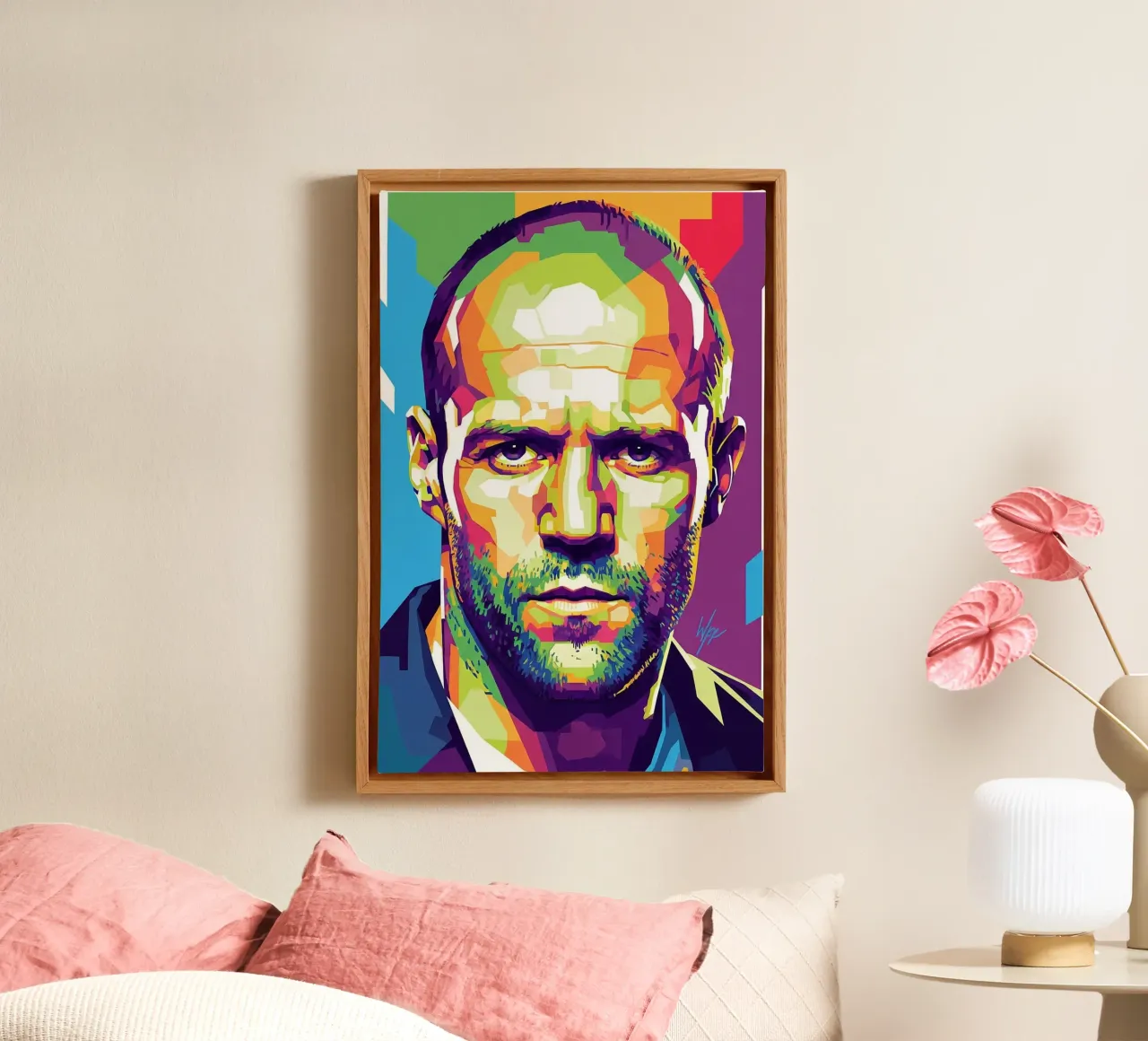 Jason Statham WPAP art style (1) tela con Cornice a cassetta da Hantamrata