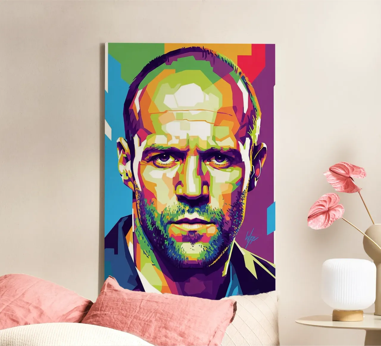 Jason Statham WPAP art style (1) tela con Cornice a cassetta da Hantamrata