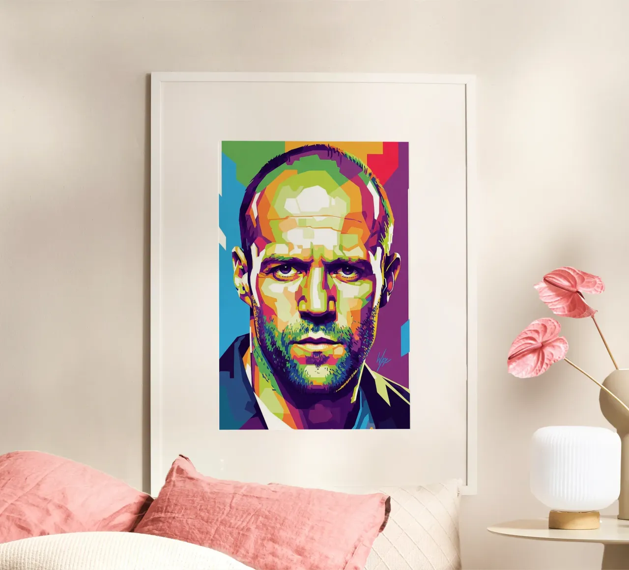 Jason Statham WPAP art style (1) poster con telaio in alluminio da Hantamrata