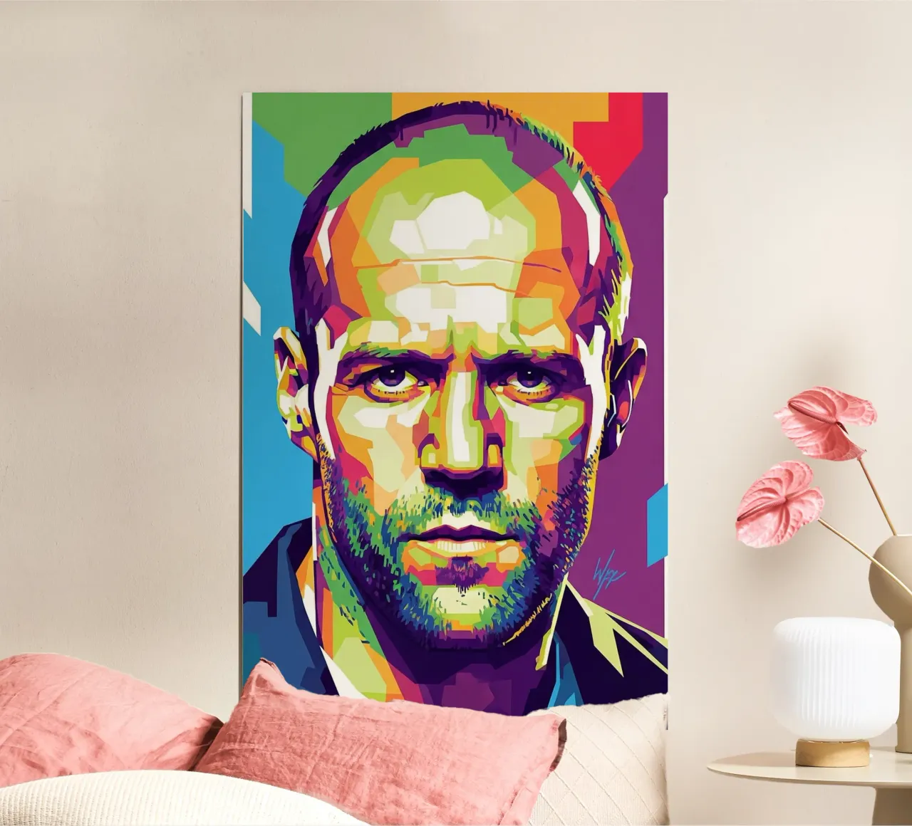 Jason Statham WPAP art style (1) poster con telaio in alluminio da Hantamrata