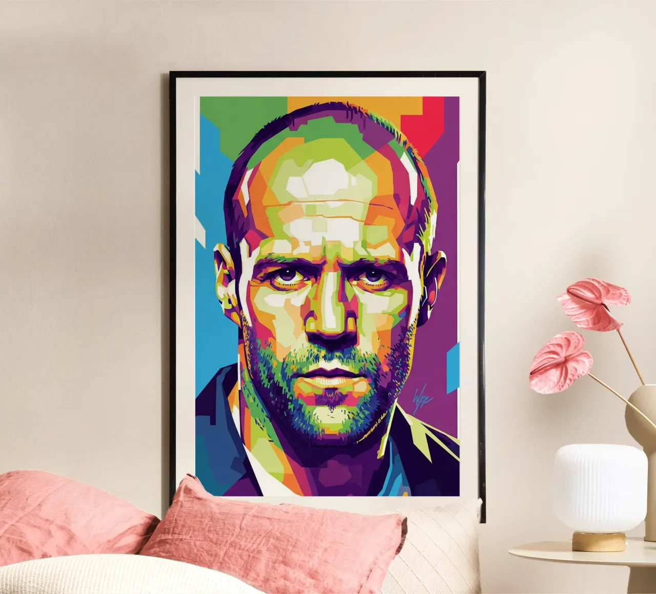 Jason Statham WPAP art style (1) poster con telaio in alluminio da Hantamrata
