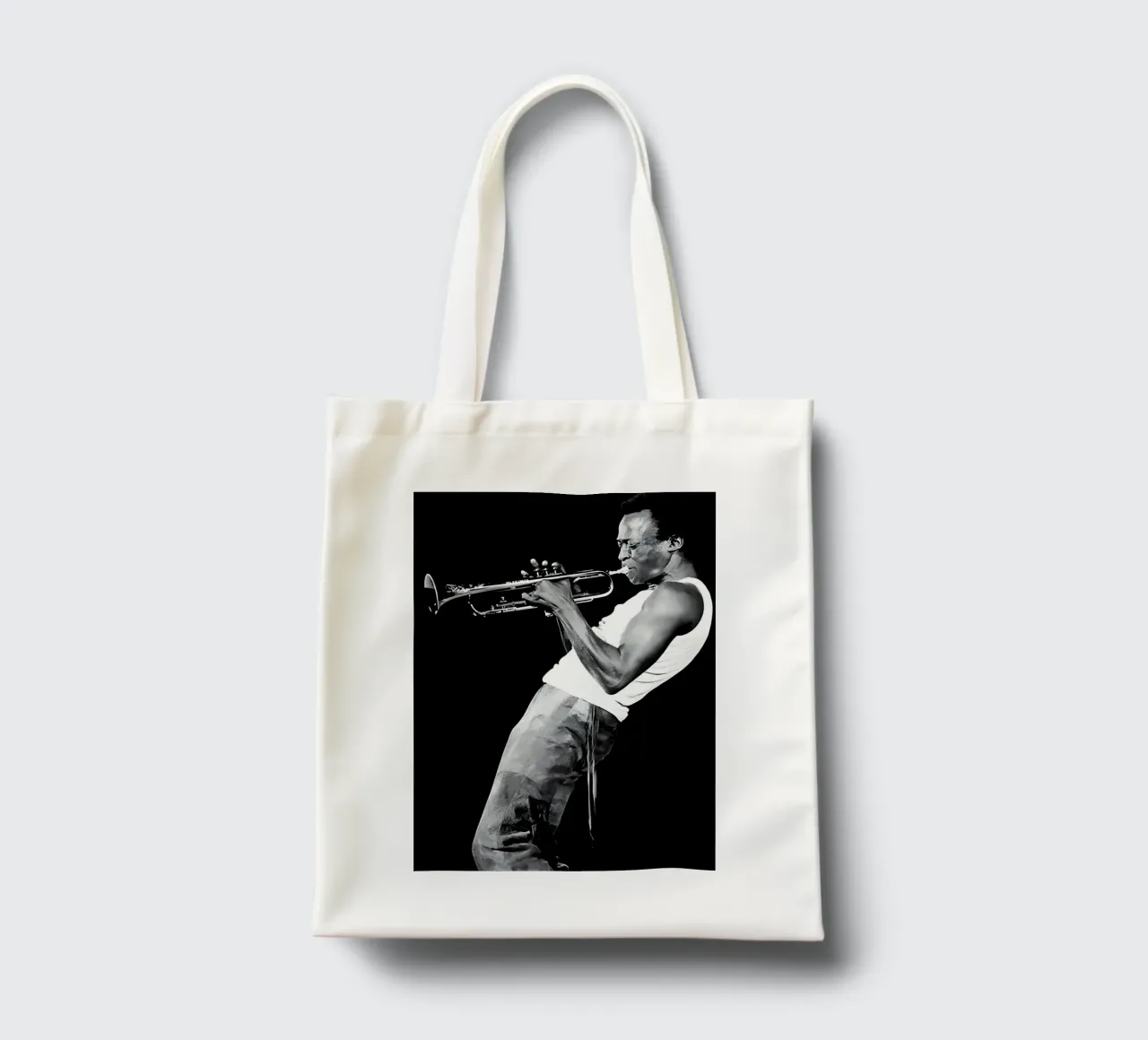 Miles Davis borsa in juta da Low poly art