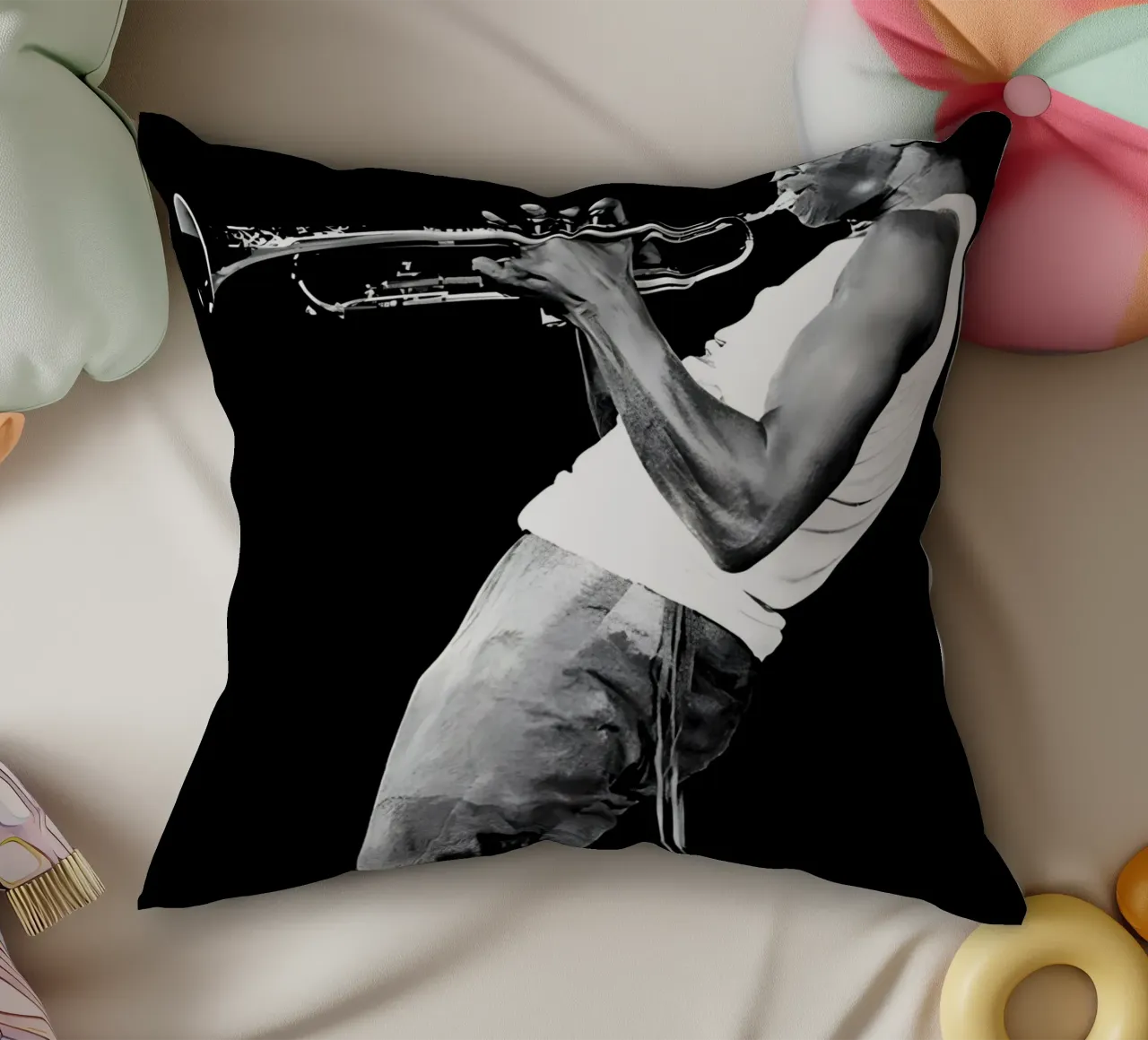 Miles Davis cuscino da Low poly art