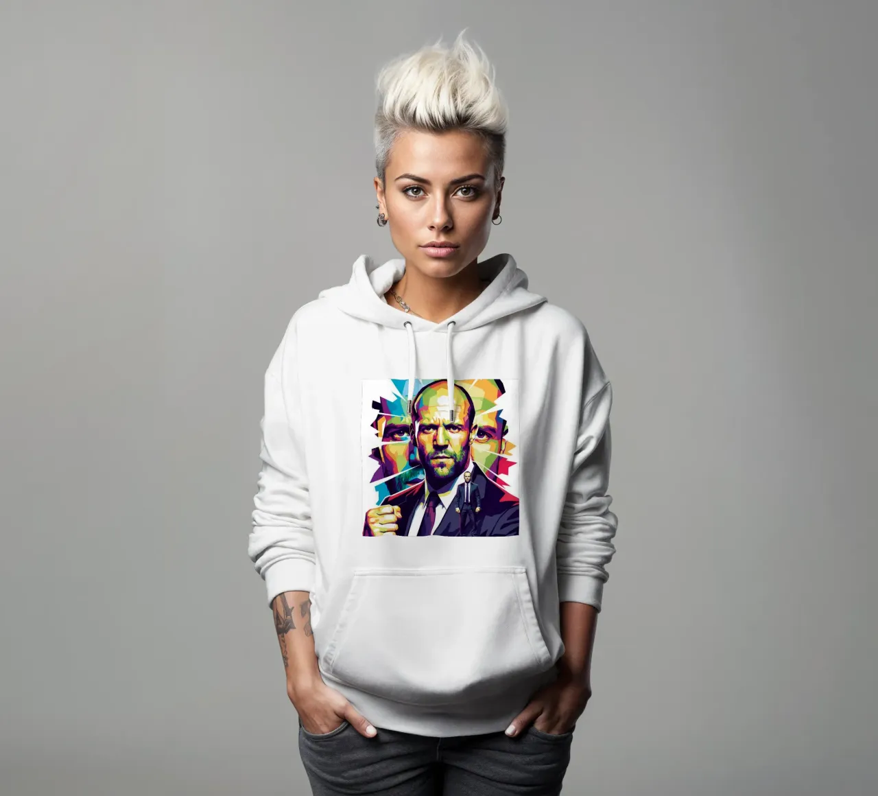 Jason Statham - WPAP art style (2) felpa con cappuccio da Hantamrata