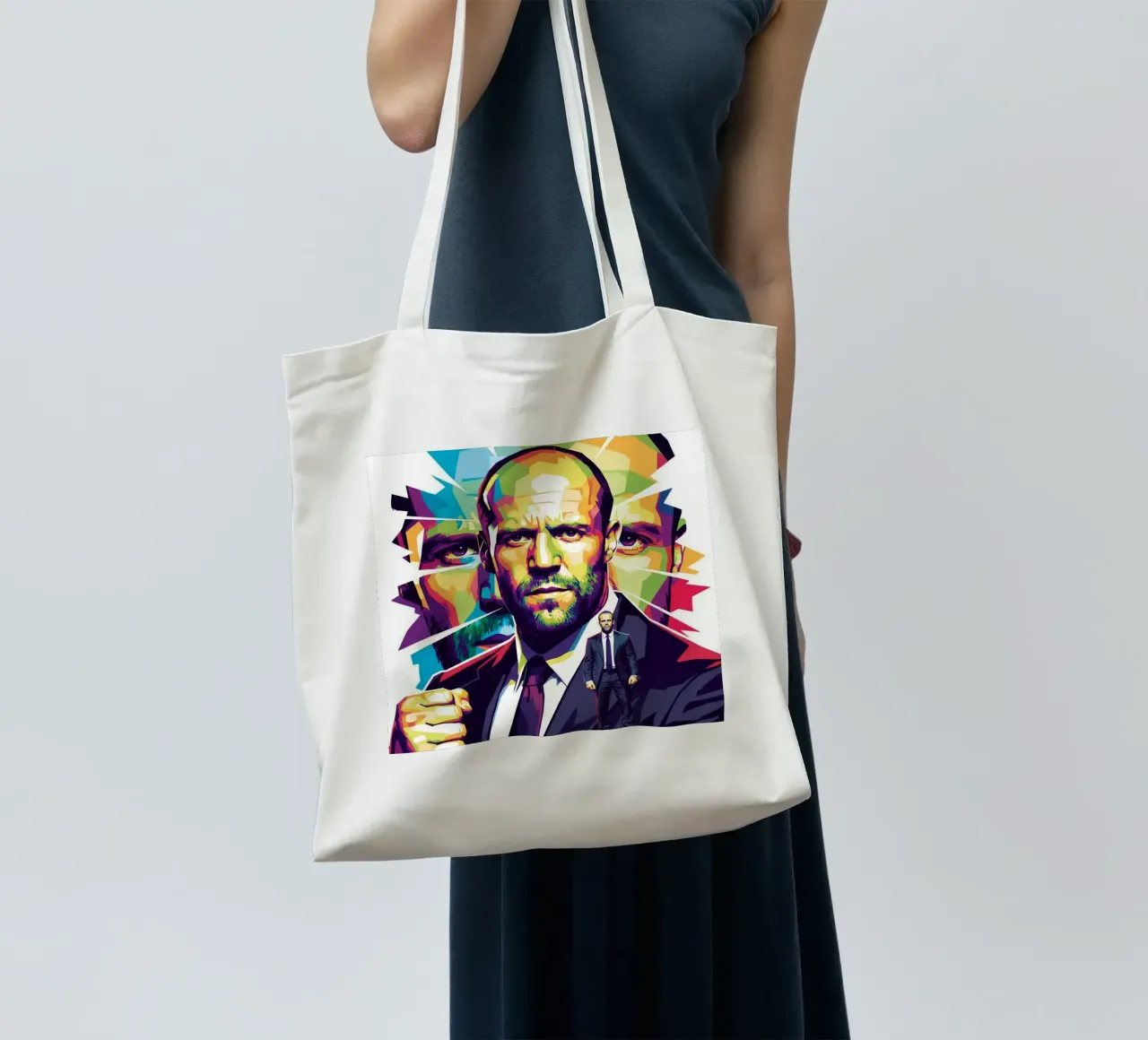 Jason Statham - WPAP art style (2) borsa in juta da Hantamrata