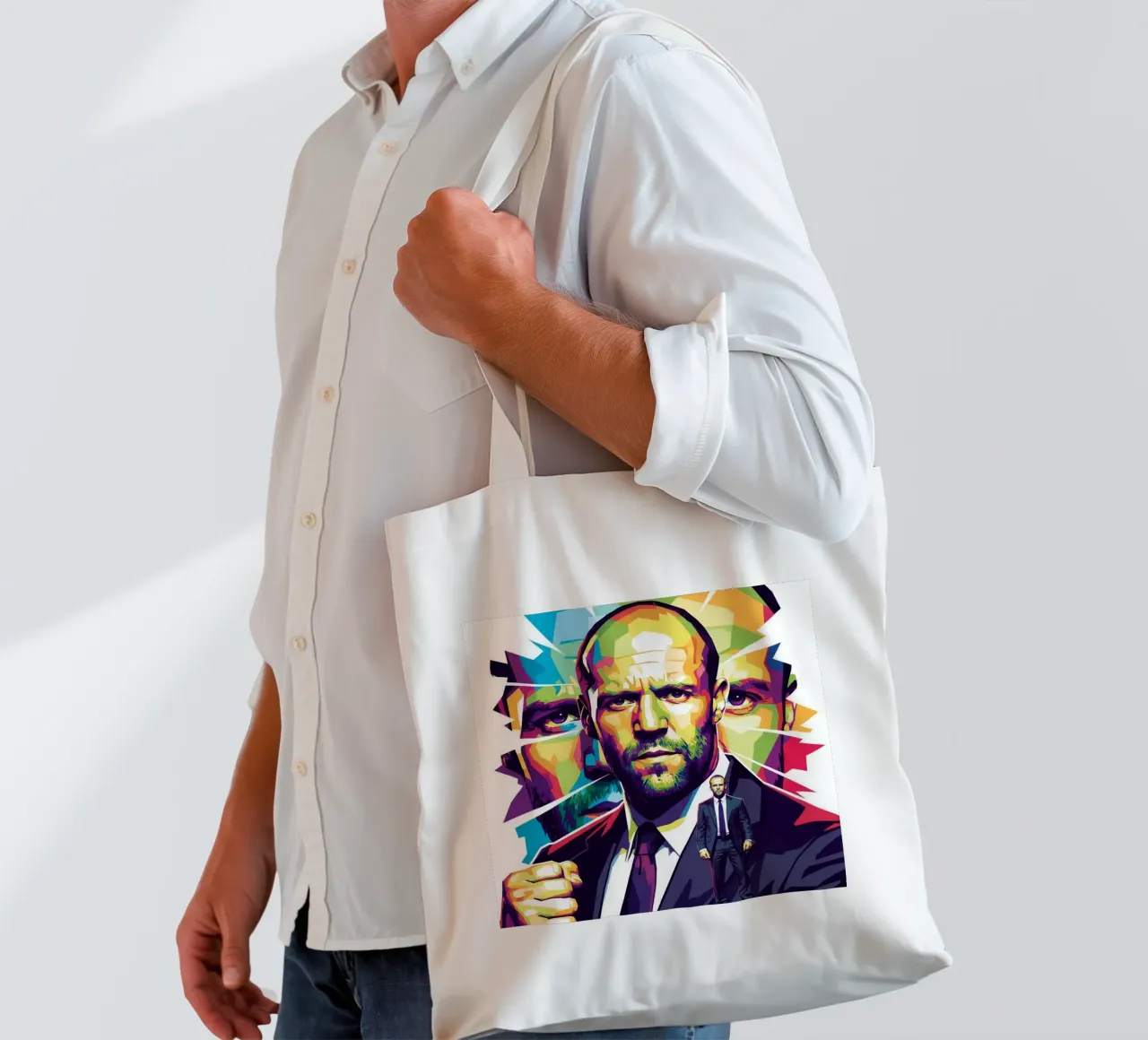 Jason Statham - WPAP art style (2) borsa in juta da Hantamrata