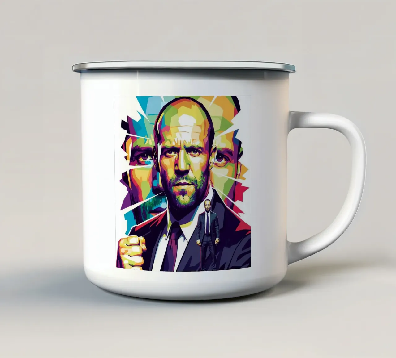Jason Statham - WPAP art style (2) emaille mok van Hantamrata