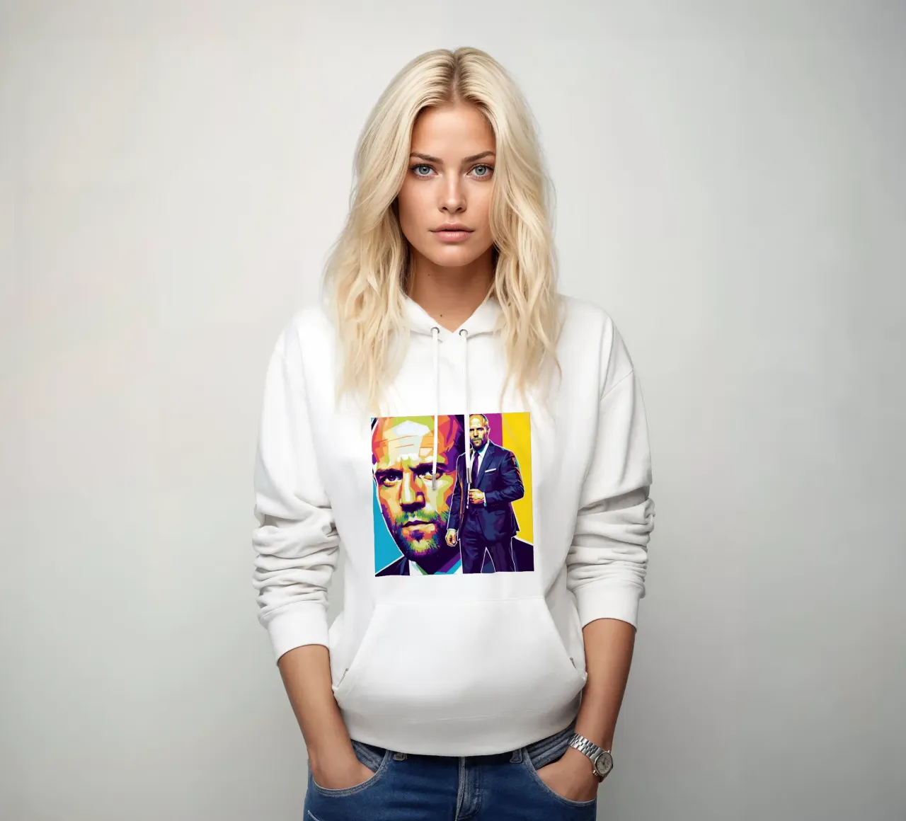 Jason Statham - WPAP art style (3) felpa con cappuccio da Hantamrata