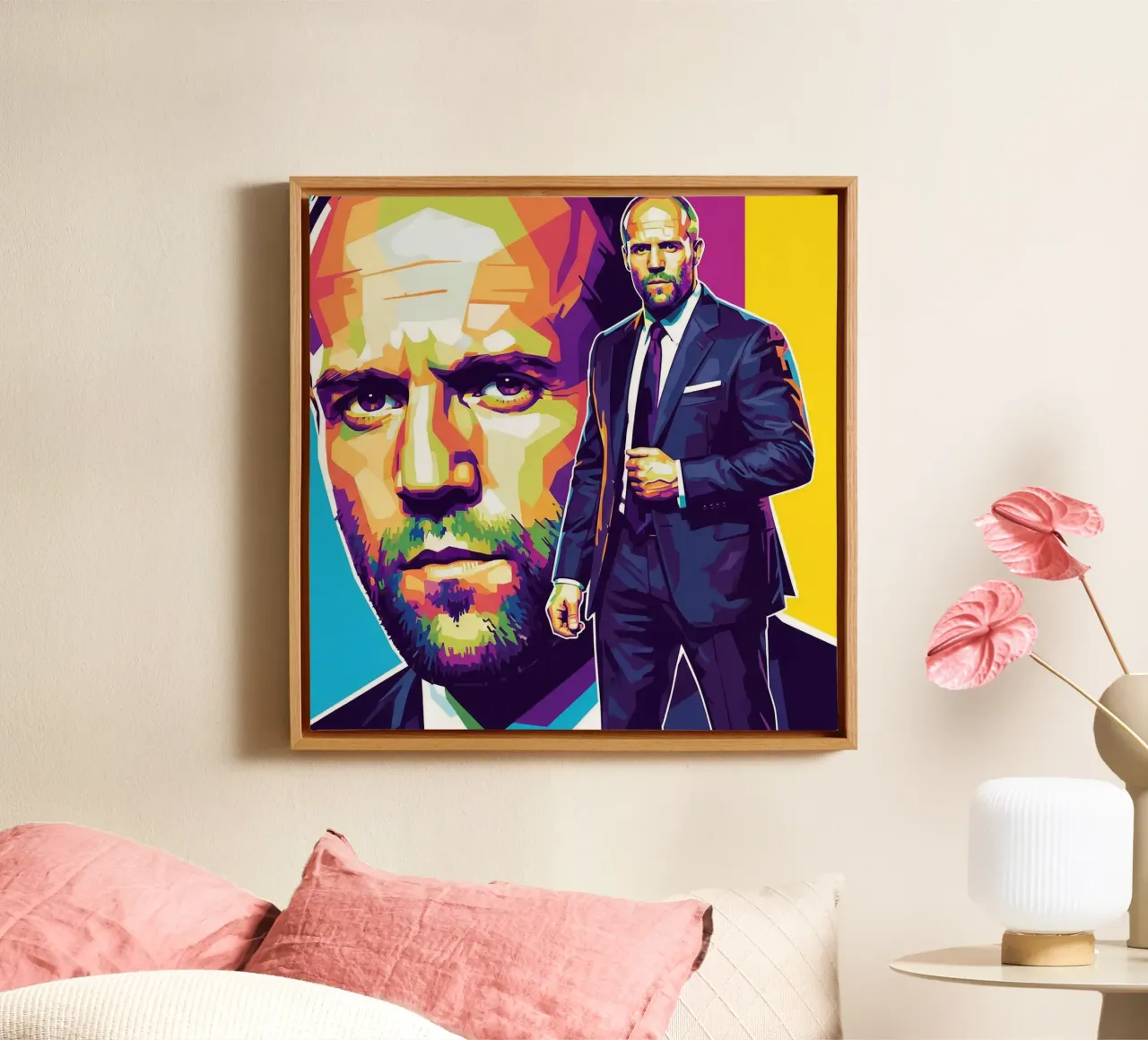 Jason Statham - WPAP art style (3) tela con Cornice a cassetta da Hantamrata
