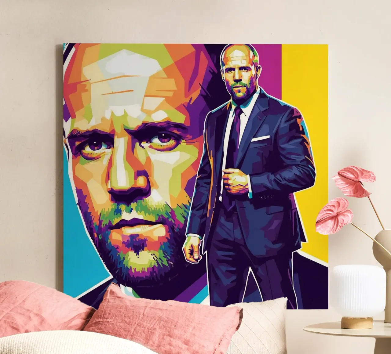 Jason Statham - WPAP art style (3) tela con Cornice a cassetta da Hantamrata