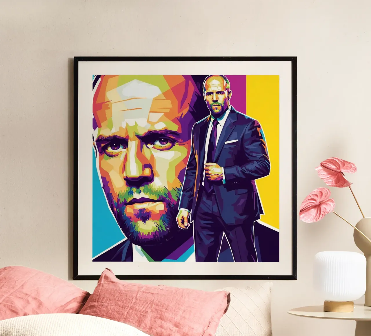 Jason Statham - WPAP art style (3) poster con telaio in alluminio da Hantamrata