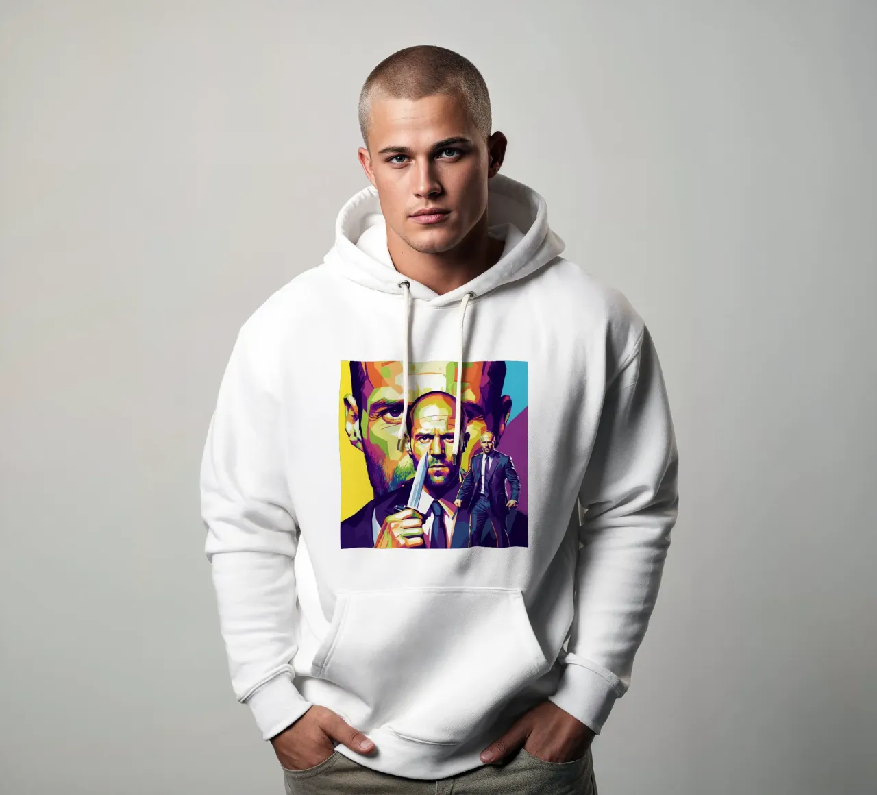Jason Statham - WPAP art style (4) felpa con cappuccio da Hantamrata