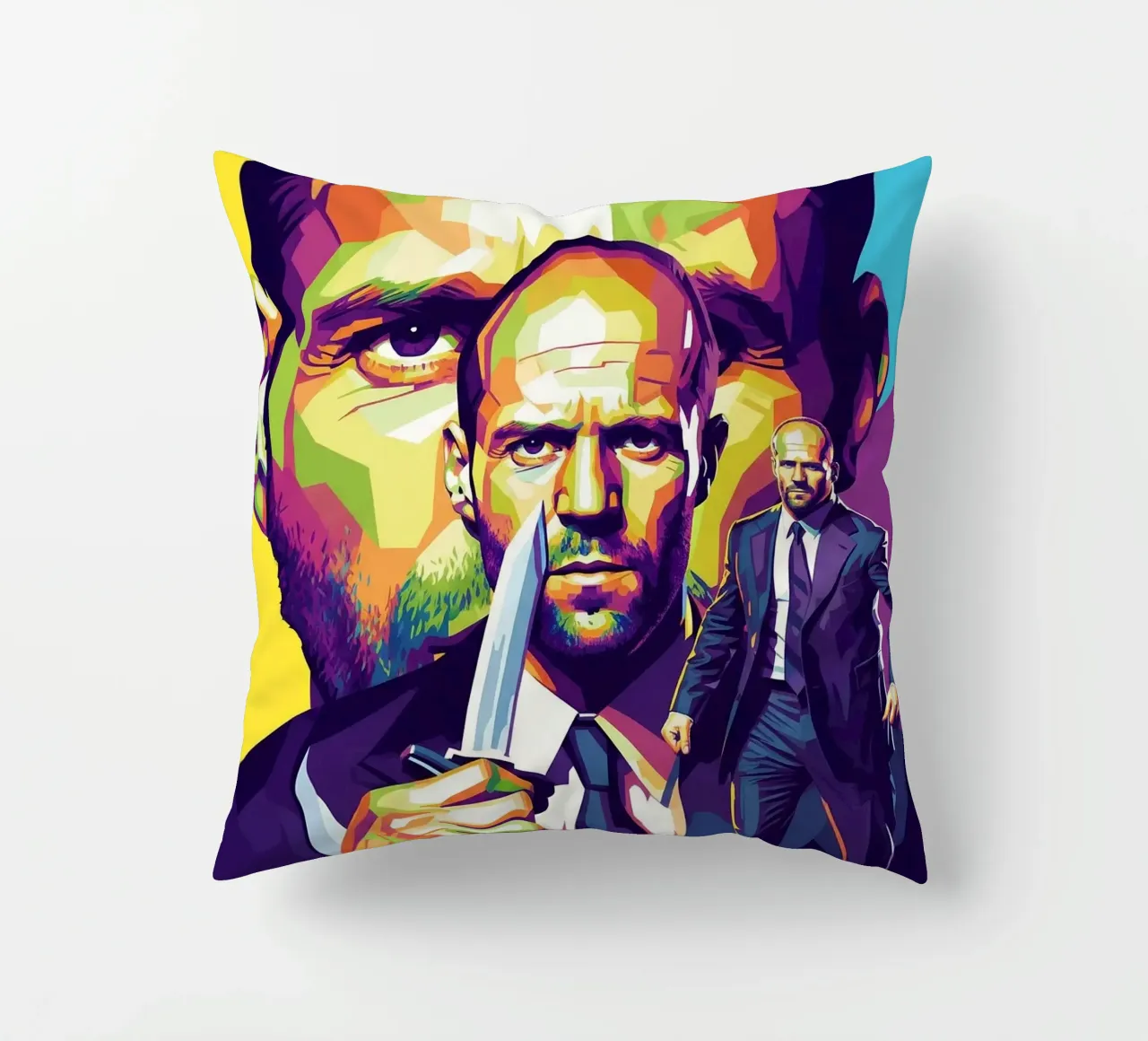Jason Statham - WPAP art style (4) cuscino da Hantamrata