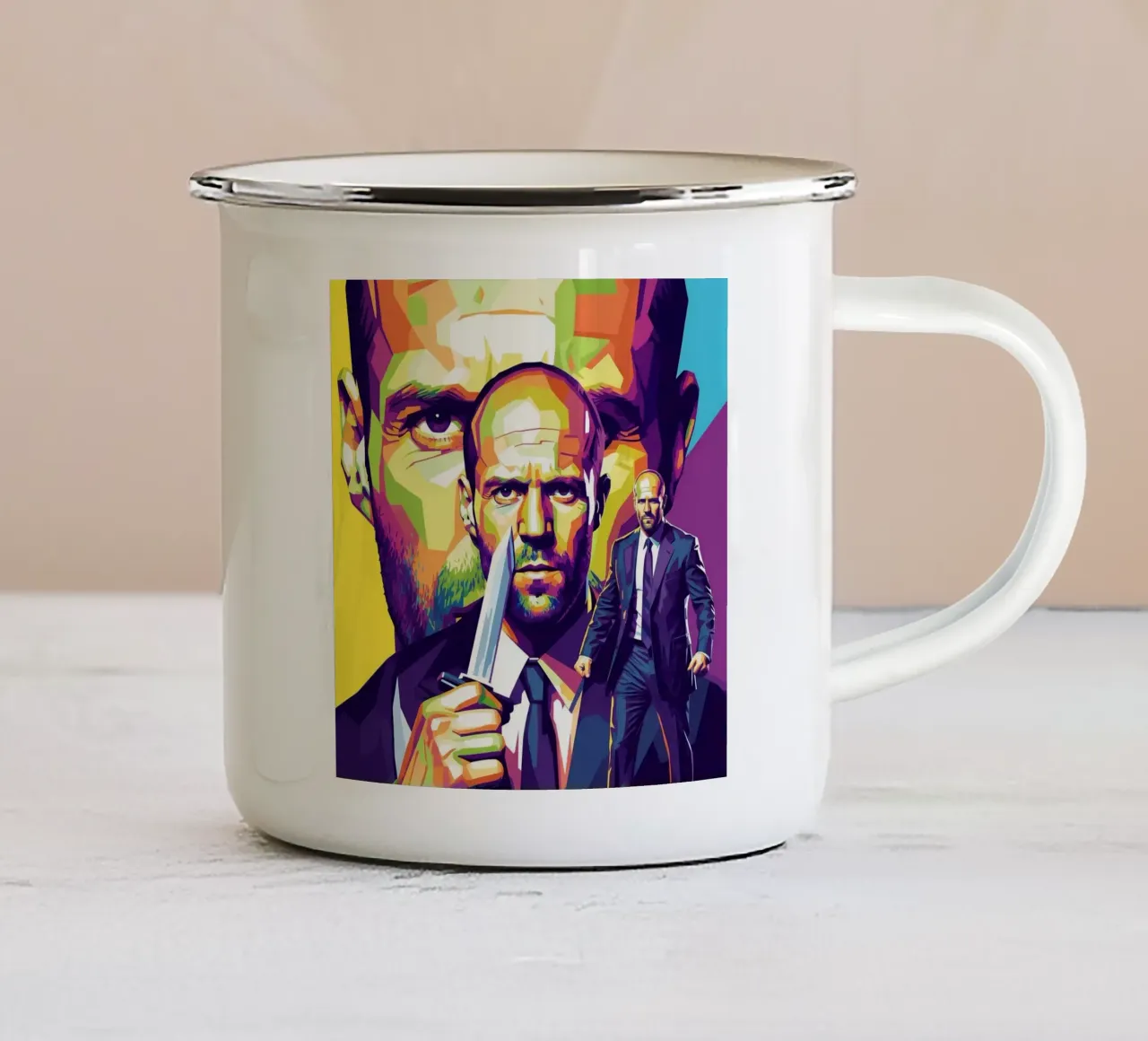 Jason Statham - WPAP art style (4) tazza in smalto da Hantamrata