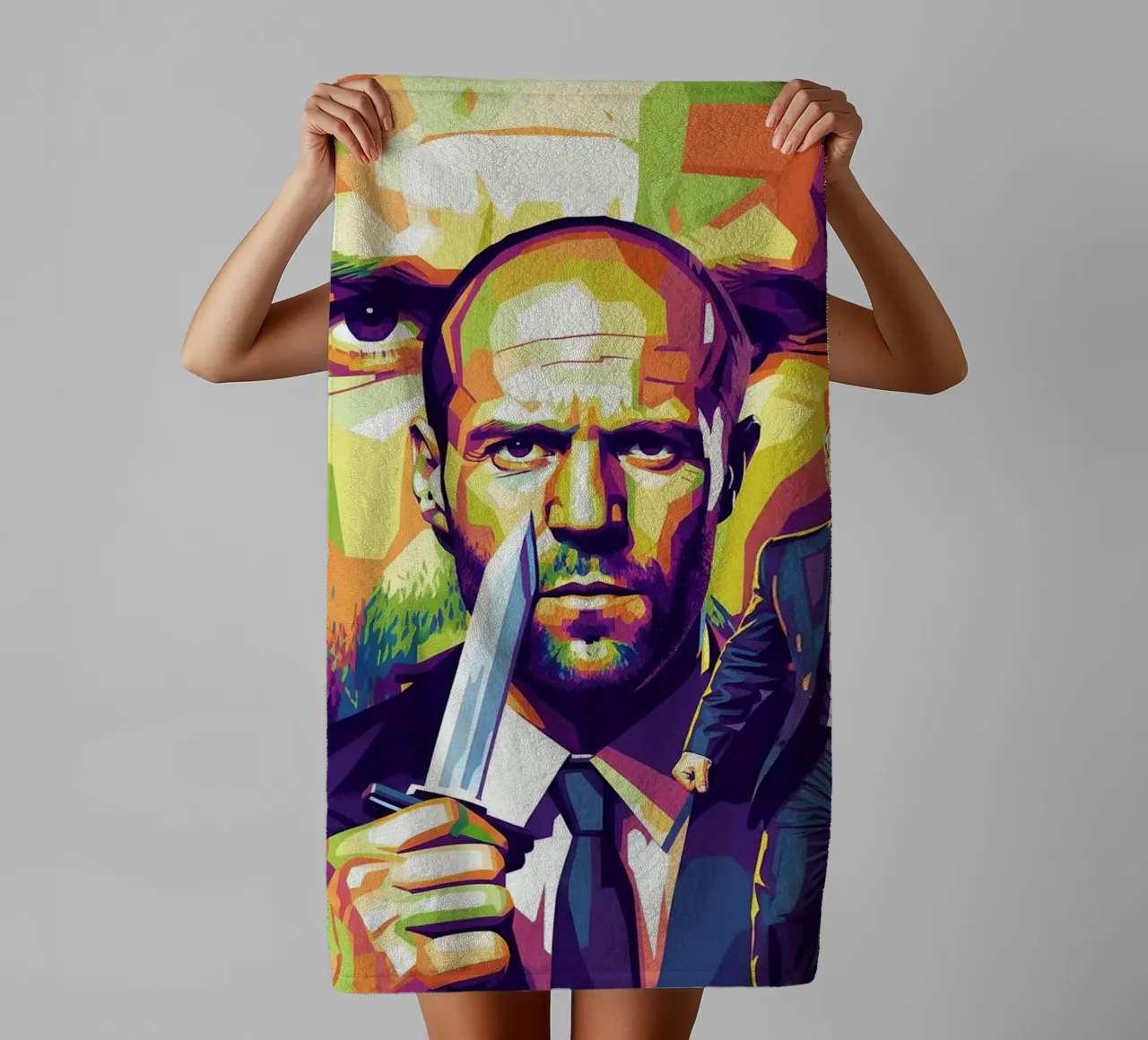 Jason Statham - WPAP art style (4) badhanddoek van Hantamrata