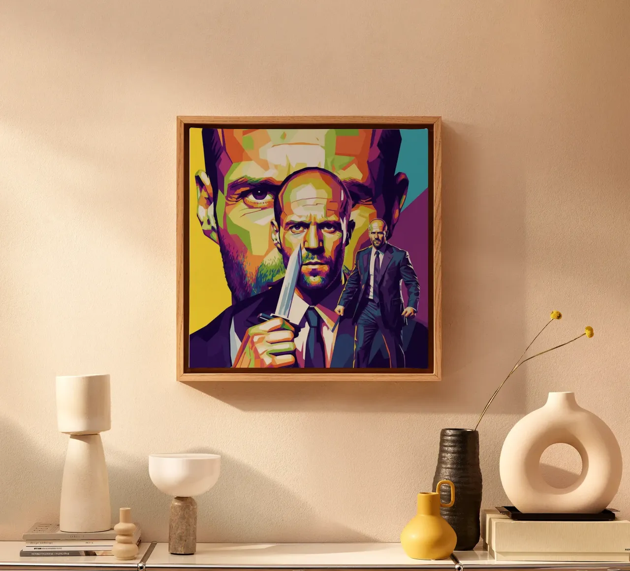 Jason Statham - WPAP art style (4) tela con Cornice a cassetta da Hantamrata