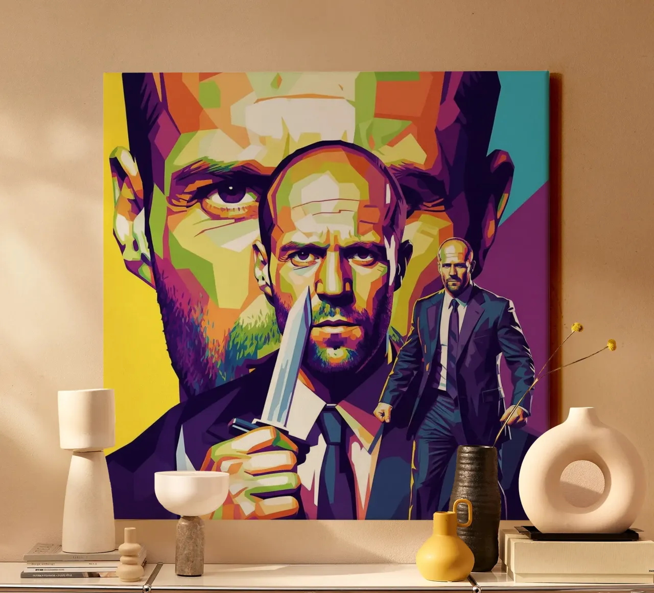 Jason Statham - WPAP art style (4) tela con Cornice a cassetta da Hantamrata