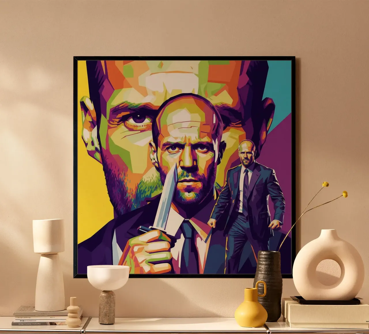 Jason Statham - WPAP art style (4) poster con telaio in alluminio da Hantamrata