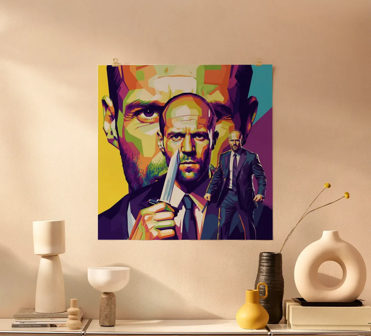 Jason Statham - WPAP art style (4) poster con telaio in alluminio da Hantamrata