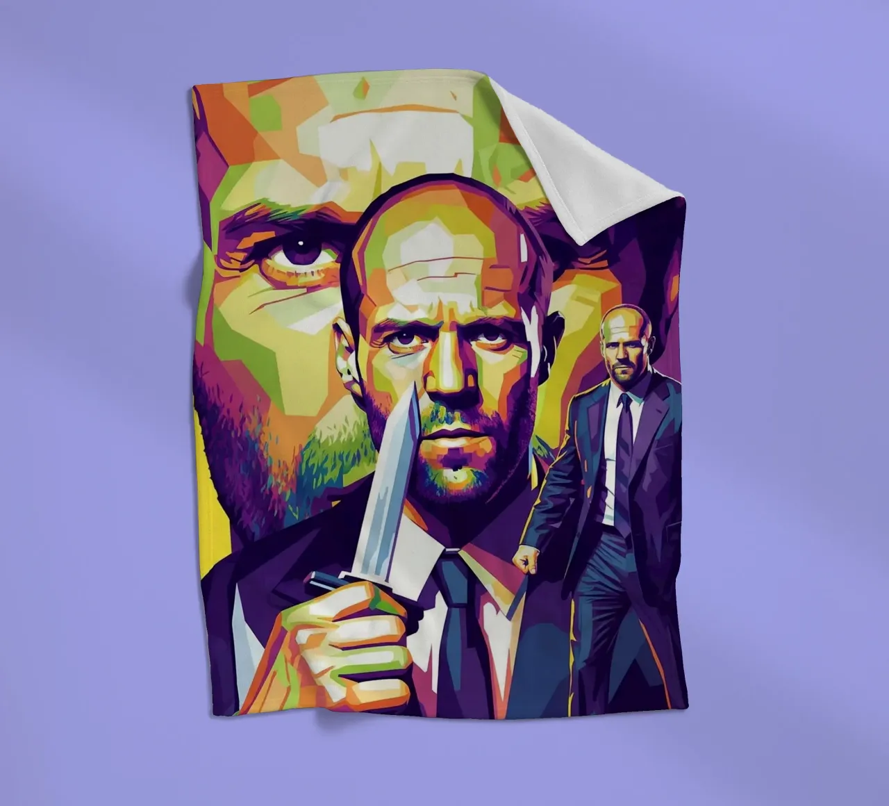 Jason Statham - WPAP art style (4) coperta in pile da Hantamrata