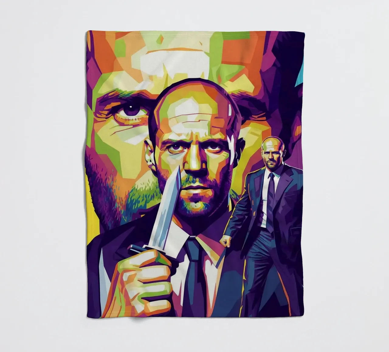 Jason Statham - WPAP art style (4) coperta in pile da Hantamrata