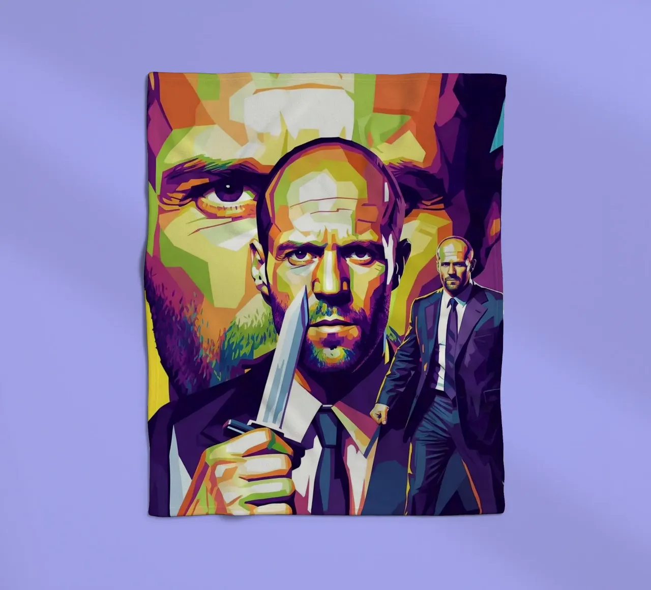 Jason Statham - WPAP art style (4) coperta in pile da Hantamrata