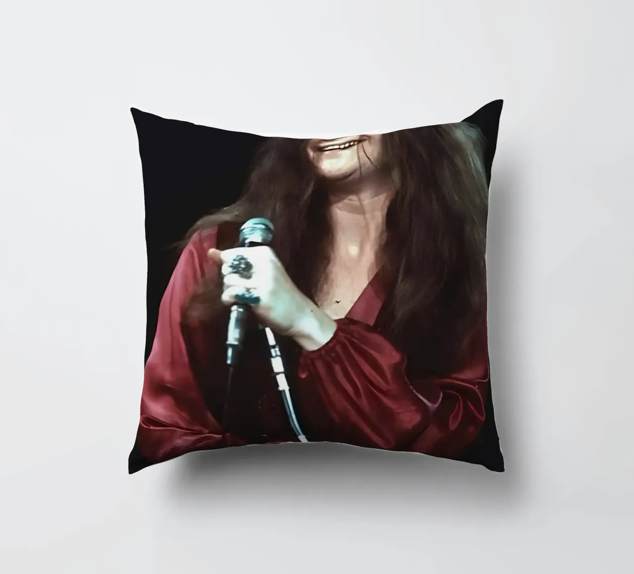 Janis Joplin decorative cushion by Low poly art