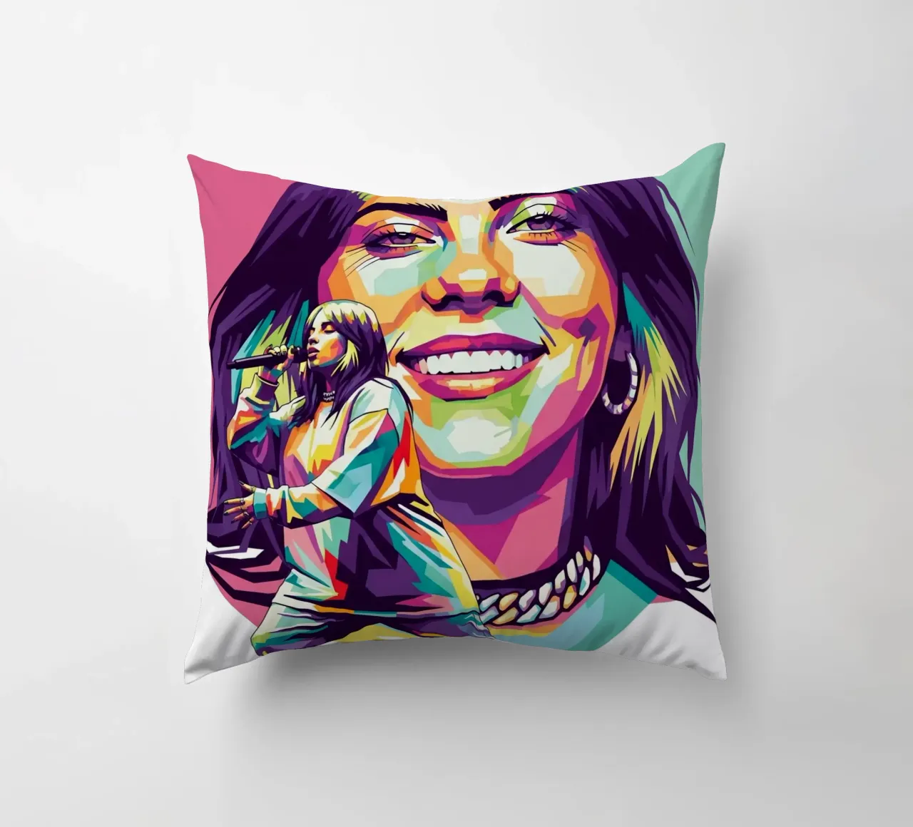 Billie Eilish - WPAP art style (1) cuscino da Hantamrata