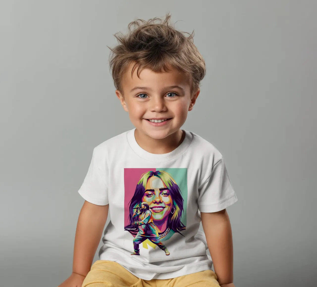 Billie Eilish - WPAP art style (1) t-shirt bambini da Hantamrata
