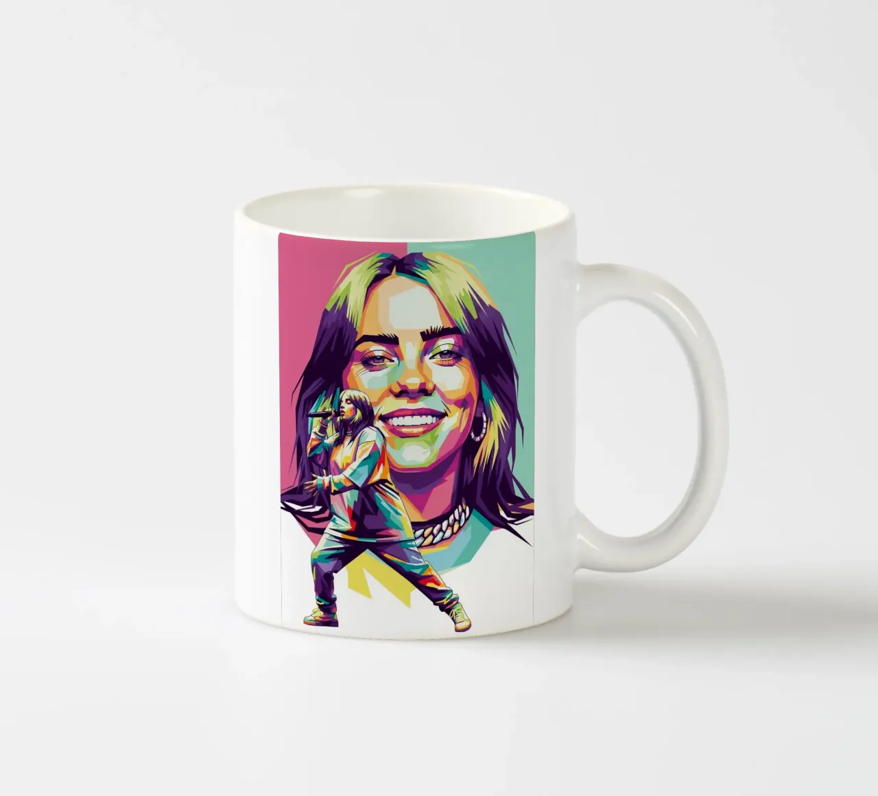 Billie Eilish - WPAP art style (1) keramische mok van Hantamrata