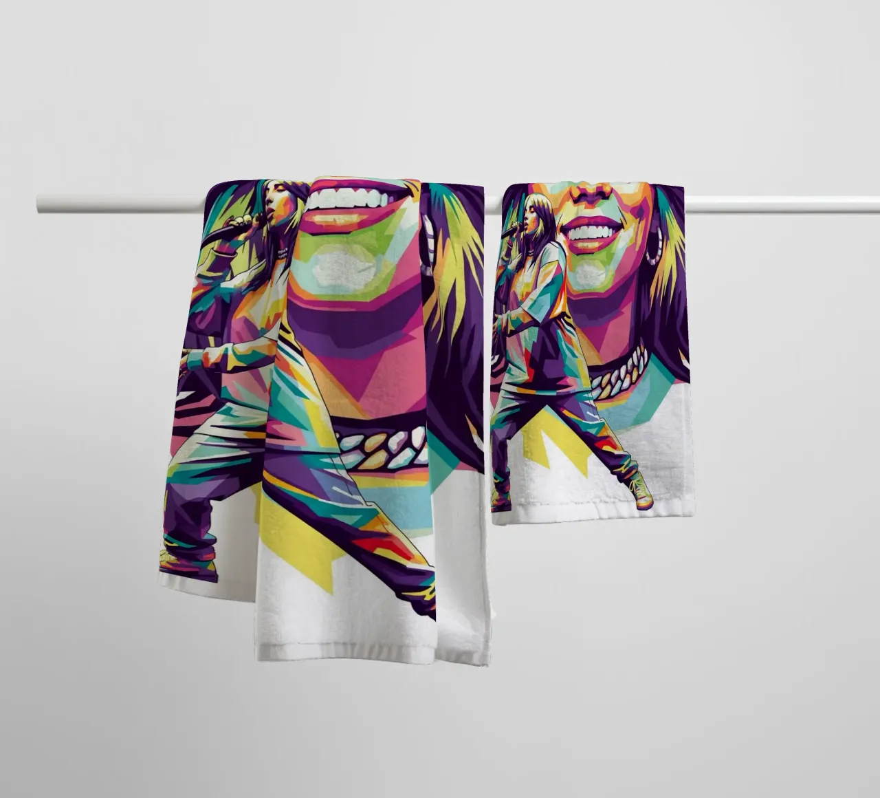 Billie Eilish - WPAP art style (1) asciugamano da bagno da Hantamrata
