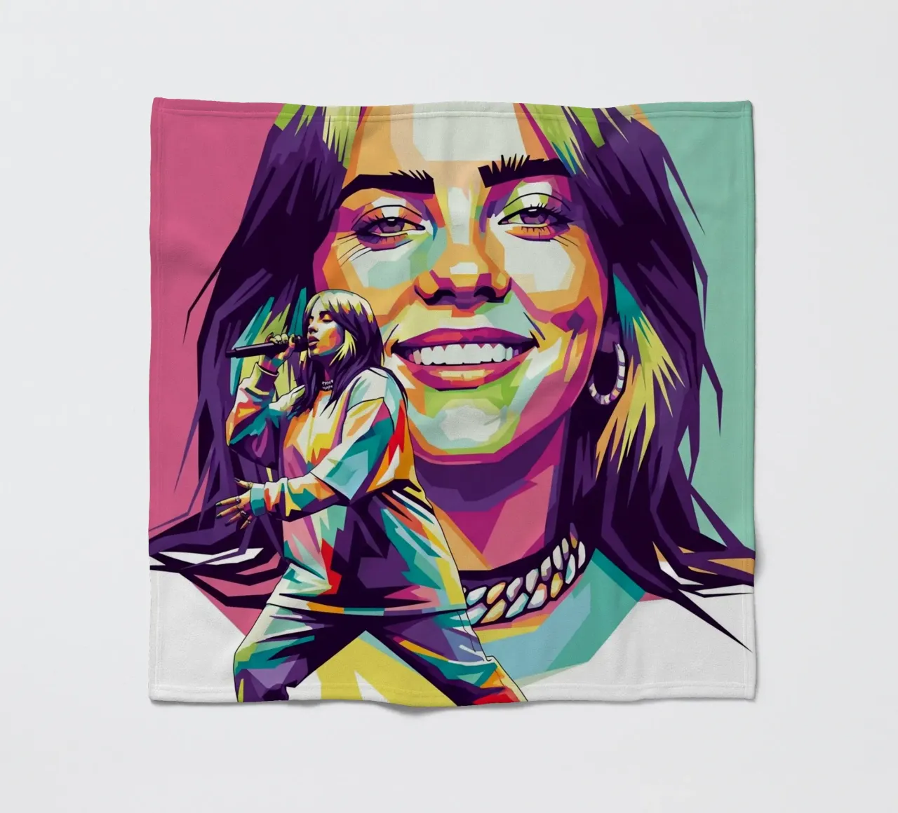 Billie Eilish - WPAP art style (1) coperta in pile da Hantamrata