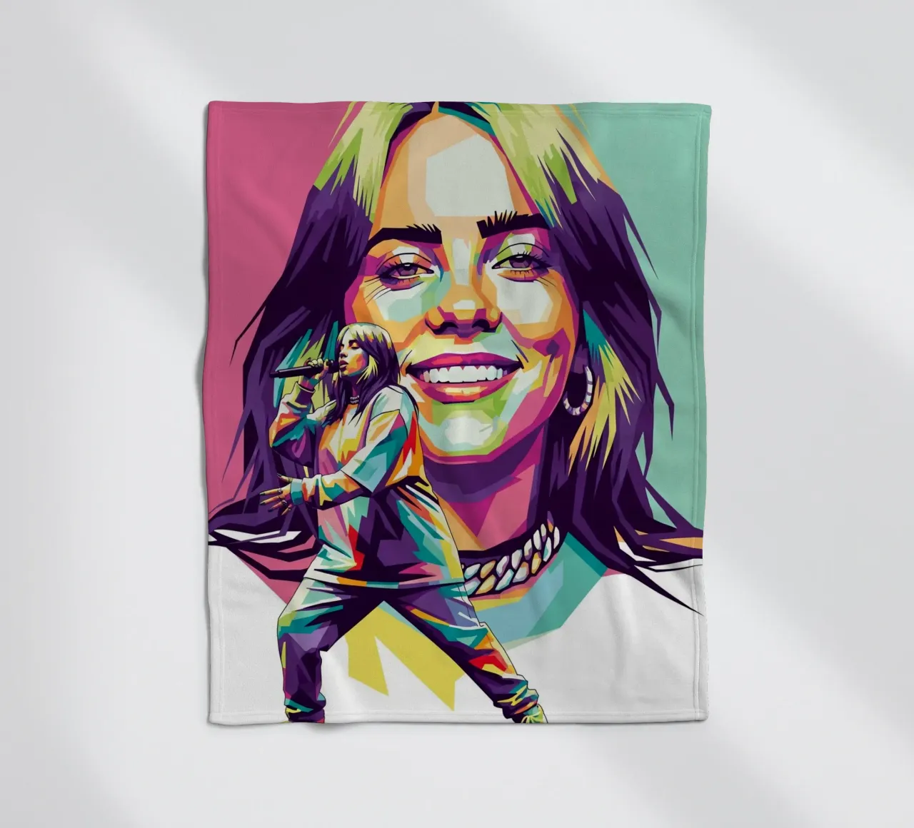 Billie Eilish - WPAP art style (1) coperta in pile da Hantamrata