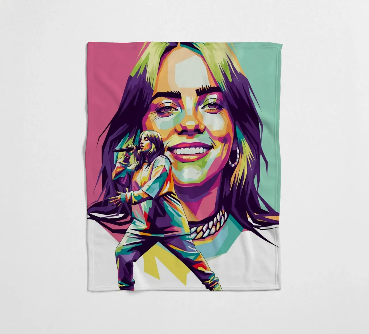 Billie Eilish - WPAP art style (1) coperta in pile da Hantamrata