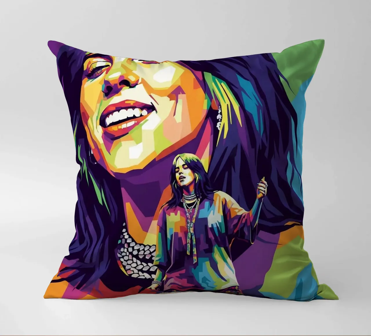 Billie Eilish - WPAP art style (2) cuscino da Hantamrata