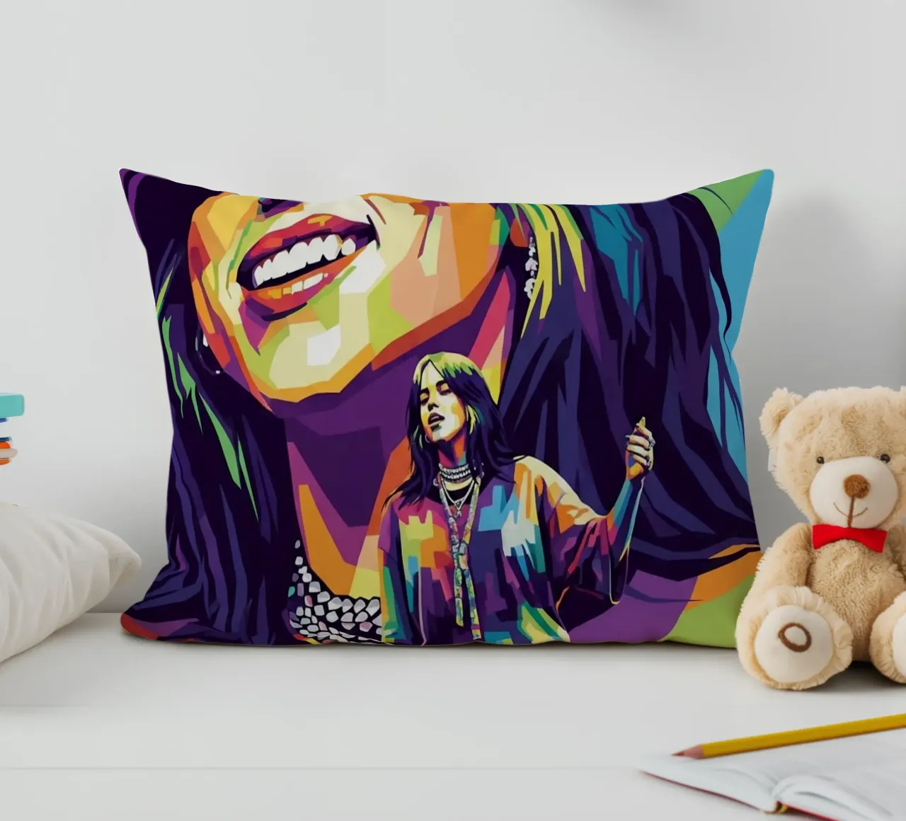 Billie Eilish - WPAP art style (2) cuscino da Hantamrata