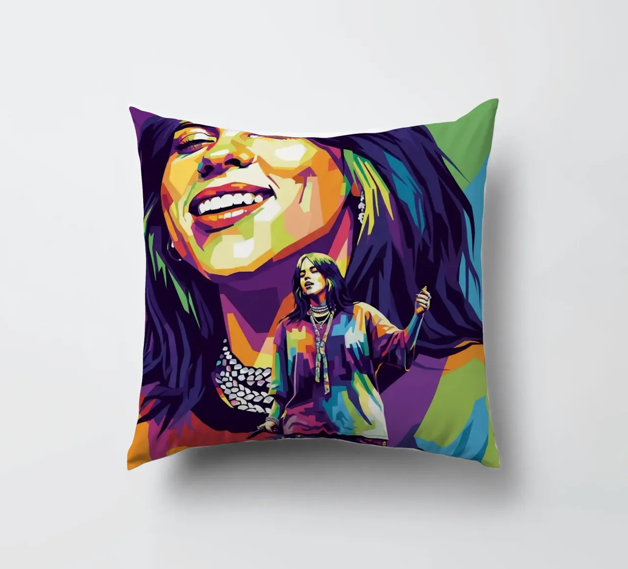 Billie Eilish - WPAP art style (2) cuscino da Hantamrata
