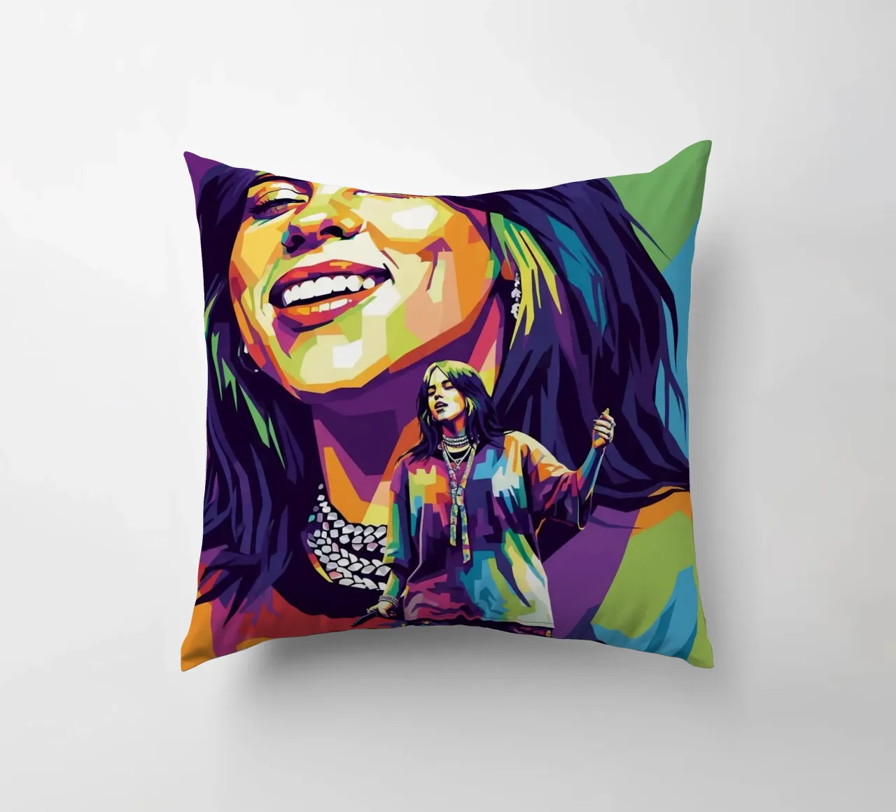 Billie Eilish - WPAP art style (2) cuscino da Hantamrata