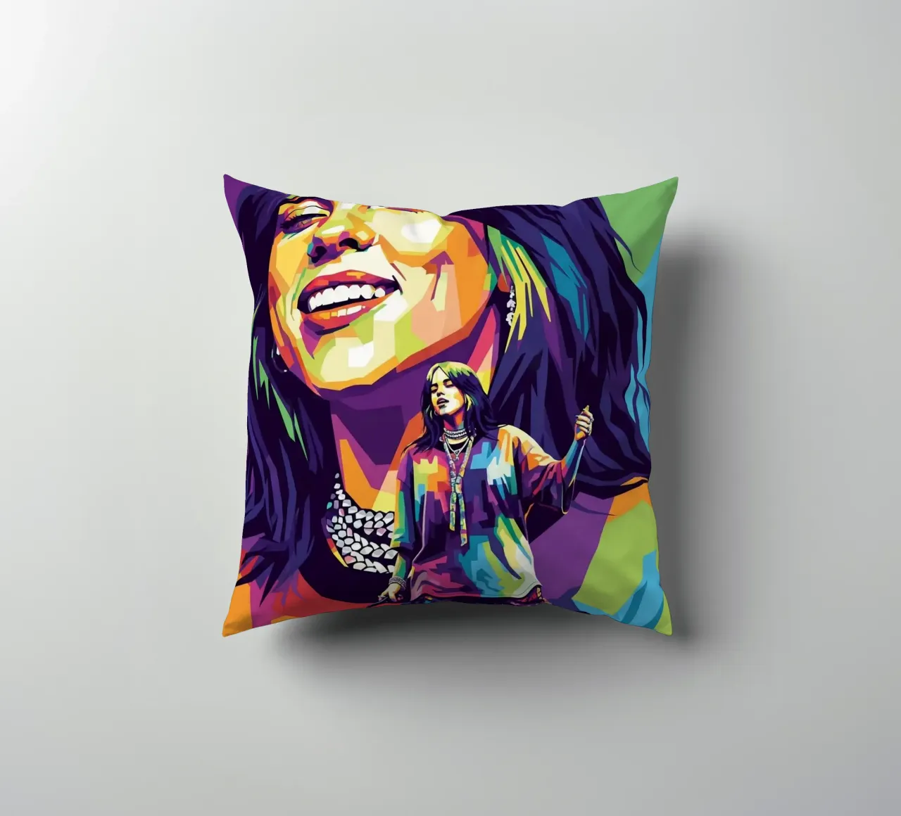 Billie Eilish - WPAP art style (2) cuscino da Hantamrata