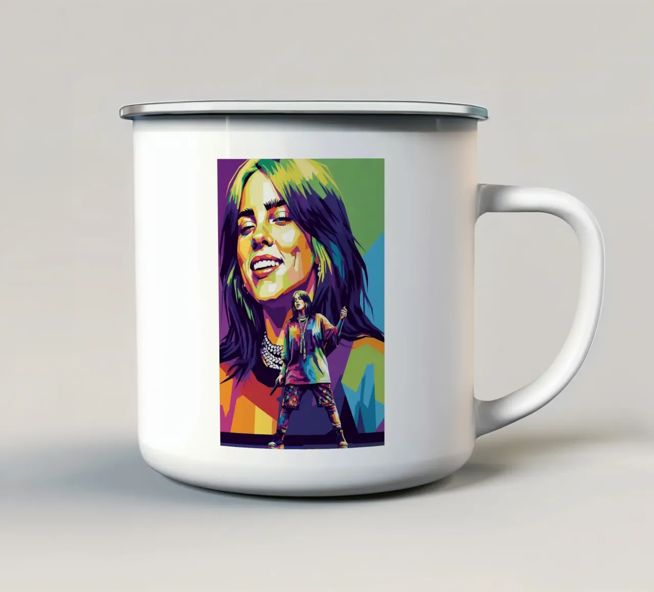 Billie Eilish - WPAP art style (2) tazza in smalto da Hantamrata