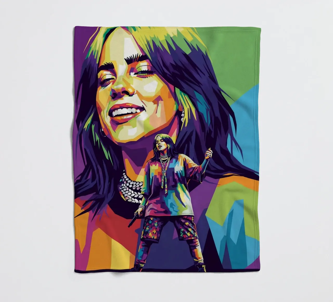 Billie Eilish - WPAP art style (2) coperta in pile da Hantamrata