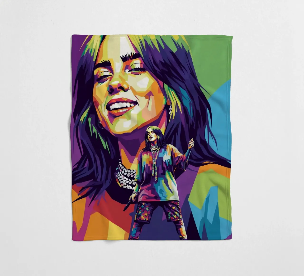 Billie Eilish - WPAP art style (2) coperta in pile da Hantamrata