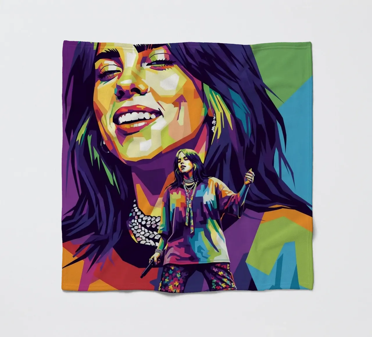 Billie Eilish - WPAP art style (2) coperta in pile da Hantamrata