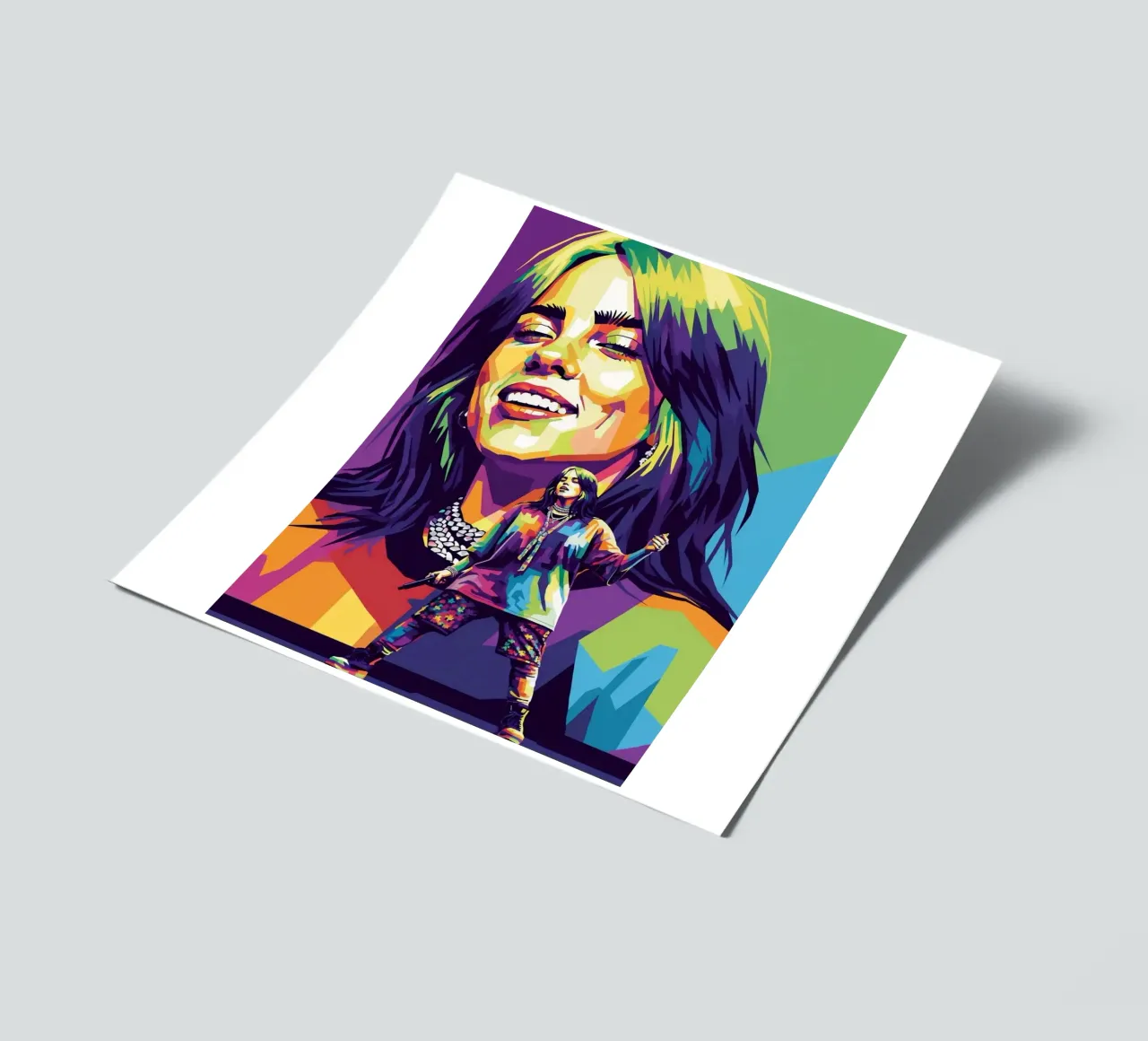 Billie Eilish - WPAP art style (2) foglio adesivo da Hantamrata