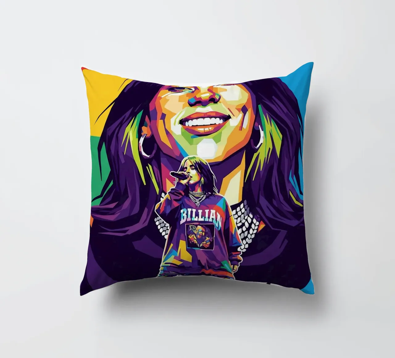 Billie Eilish - WPAP art style (3) cuscino da Hantamrata