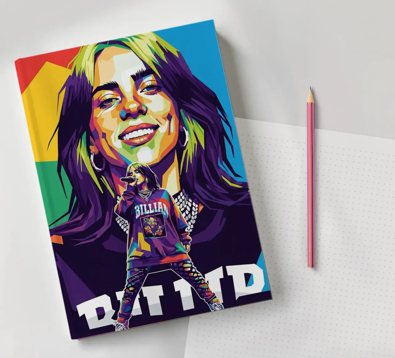 Billie Eilish - WPAP art style (3) notebook by Hantamrata