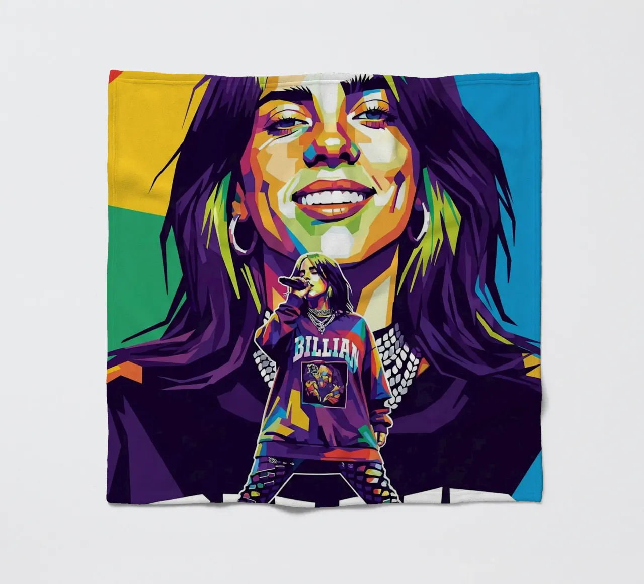 Billie Eilish - WPAP art style (3) coperta in pile da Hantamrata