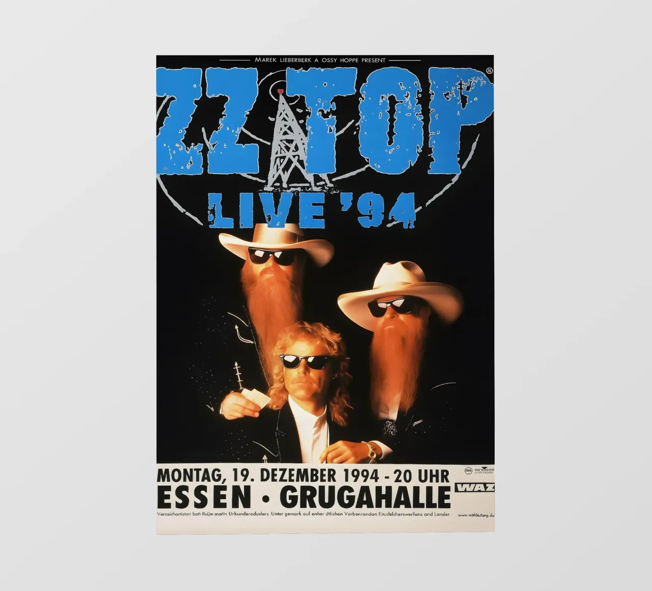 ZZ Top Live 1994 Poster In Essen telo in pvc da DGUnder